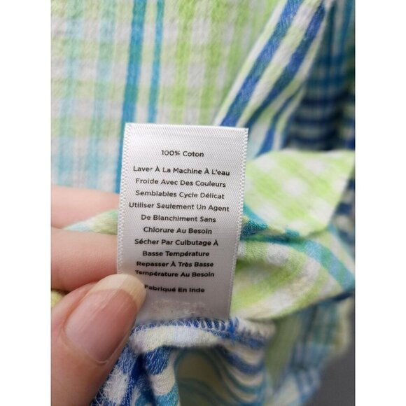 Talbots Womens Plaid Button-Up Shirt Size S 100% Cotton Blue/Green Long Sleeve C - Picture 4 of 5